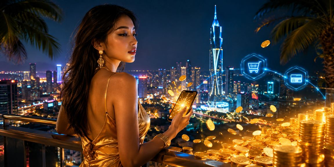 Pemain mengakses akaun y21 melalui telefon pintar di Kuala Lumpur